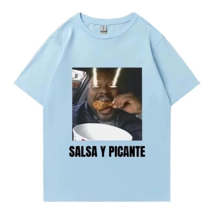 Don Pollo Salsa Y Picante komik grafik t shirt erkek kadın klasik punk Tee boy kısa kollu rah