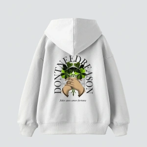 Dont Need Reason Baskılı Oversize Unisex Premium Beyaz