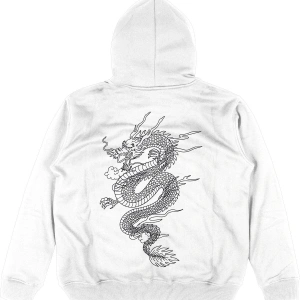 Dragon Beyaz Oversize Unisex Kapüşonlu Sweatshirt Hoodie
