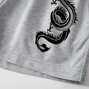 Dragon Graphic Drawstring Waist Track Şort