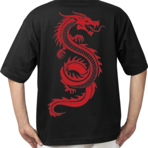 dragon sırt baskılı oversize t-shirt