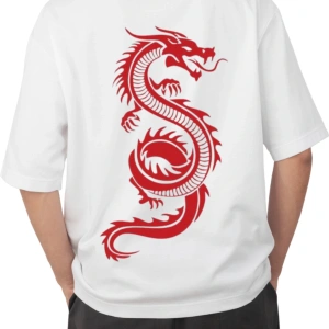 dragon sırt baskılı oversize t-shirt