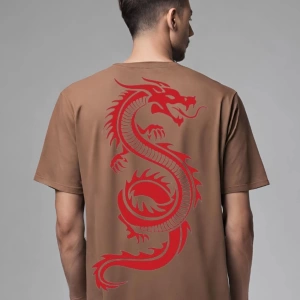 dragon sırt baskılı oversize t-shirt