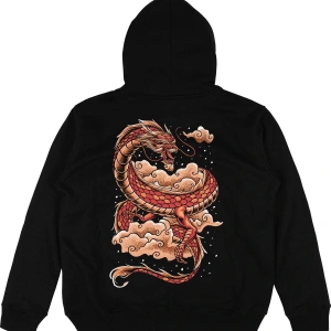 Dragon v2 Siyah Oversize Unisex Kapüşonlu Sweatshirt Hoodie