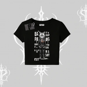 Dream Big Yazılı Takım Elbiseli Kedi Baskılı Babby Tee Tshirt