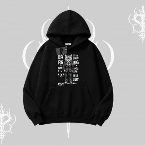 Dream Big Yazılı Takım Elbiseli Kedi Baskılı Kapşonlu Sweatshirt