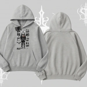 Dream Big Yazılı Takım Elbiseli Kedi Baskılı Kapşonlu Sweatshirt