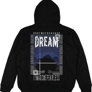 Dream Siyah Oversize Unisex Kapüşonlu Sweatshirt Hoodie