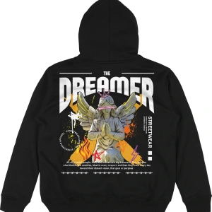 Dreamer Oversize Unisex Kapüşonlu Sweatshirt Hoodie Siyah