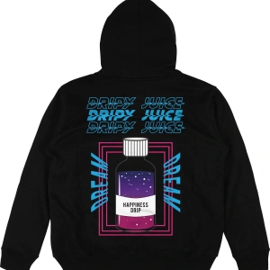 Dripy Juice Siyah Oversize Unisex Kapüşonlu Sweatshirt Hoodie