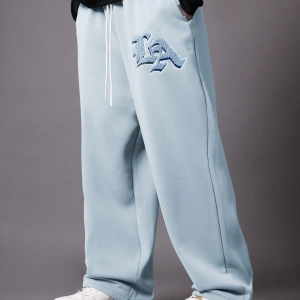 Drop Crotch Atletik Eşofman Altı Rahat Kesim Bol Jogger Pantolon İşlemeli Logo Kentsel