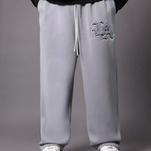 Drop Crotch Atletik Eşofman Altı Rahat Kesim Bol Jogger Pantolon İşlemeli Logo Kentsel
