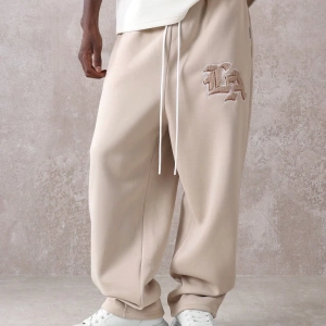 Drop Crotch Atletik Eşofman Altı Rahat Kesim Bol Jogger Pantolon İşlemeli Logo Kentsel