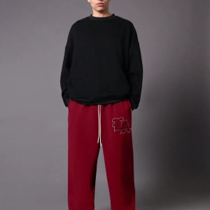 Drop Crotch Atletik Eşofman Altı Rahat Kesim Bol Jogger Pantolon İşlemeli Logo Kentsel