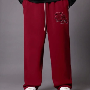 Drop Crotch Atletik Eşofman Altı Rahat Kesim Bol Jogger Pantolon İşlemeli Logo Kentsel