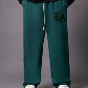 Drop Crotch Atletik Eşofman Altı Rahat Kesim Bol Jogger Pantolon İşlemeli Logo Kentsel