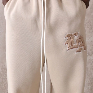 Drop Crotch Atletik Eşofman Altı Rahat Kesim Bol Jogger Pantolon İşlemeli Logo Kentsel