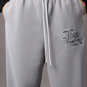 Drop Crotch Atletik Eşofman Altı Rahat Kesim Bol Jogger Pantolon İşlemeli Logo Kentsel