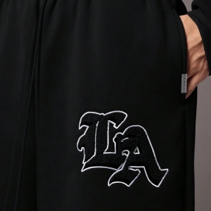 Drop Crotch Atletik Eşofman Altı Rahat Kesim Bol Jogger Pantolon İşlemeli Logo Kentsel