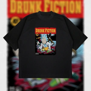 Drunk Fiction Oversize Unisex Pamuklu Nefes Alan Kalın Kumaşlı