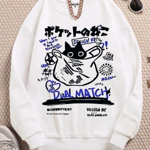 Dual Match Cat Köstebek Sokak Trend Tasarım Harajuku/Gotik Beyaz