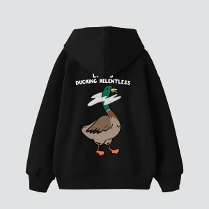 Ducking Relentless Baskılı Oversize Unisex Premium Beyaz