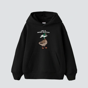 Ducking Relentless Baskılı Oversize Unisex Premium Beyaz