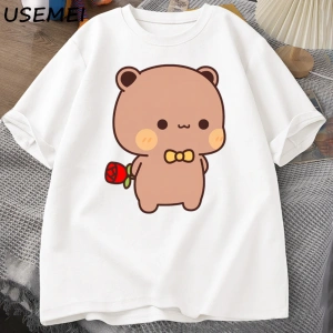 DuDu ayı şaşırtıcı Panda BuBu bir çiçek T-shirt ile komik sevimli Buu Duu grafik T Shirt kadı 2871