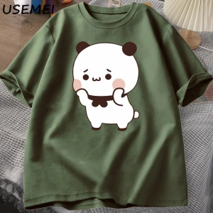 DuDu ayı şaşırtıcı Panda BuBu bir çiçek T-shirt ile komik sevimli Buu Duu grafik T Shirt kadı 2871