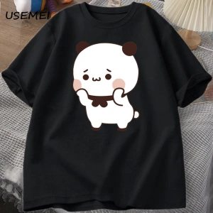 DuDu ayı şaşırtıcı Panda BuBu bir çiçek T-shirt ile komik sevimli Buu Duu grafik T Shirt kadı 2871