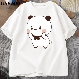 DuDu ayı şaşırtıcı Panda BuBu bir çiçek T-shirt ile komik sevimli Buu Duu grafik T Shirt kadı 2871