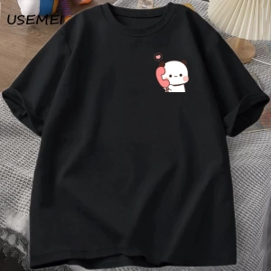 Dudu Bubu T Shirt kadın erkek çift komik T Shirt sevimli Panda ayı t-shirt yaz O boyun erkek  2848
