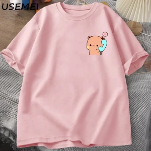 Dudu Bubu T Shirt kadın erkek çift komik T Shirt sevimli Panda ayı t-shirt yaz O boyun erkek  2848