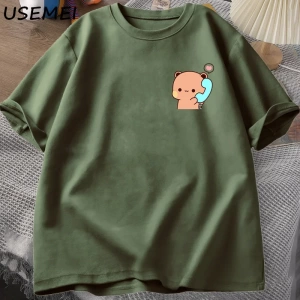 Dudu Bubu T Shirt kadın erkek çift komik T Shirt sevimli Panda ayı t-shirt yaz O boyun erkek  2848