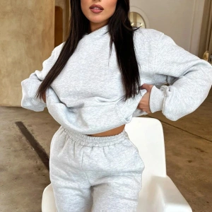 Düz Gri Dijital Baskılı Kışlık Unisex Eşofman Takımı