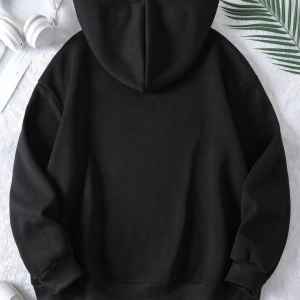 DÜZ Renkli Baskılı Oversize Kapüşonlu Sweatshirt Beyaz