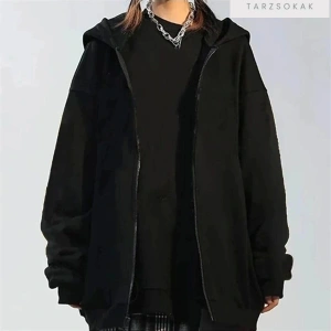 Düz Siyah Unisex Oversize