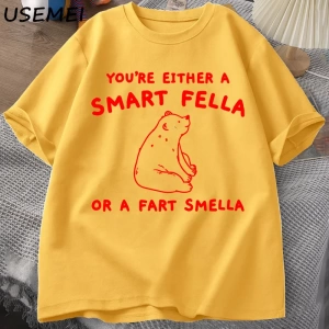 Eğer bir akıllı adam T Shirt kadın erkek Retro karikatür T-Shirt pamuk ayı garip T Shirt raha 2997