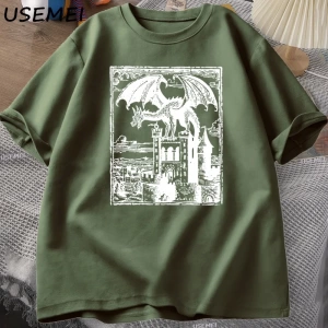 Ejderha Vintage Koyu Grafik T Shirt 90s Retro Y2k Tshirt Baskı Büyük Boy T-shirt Kadın Erkek  3024