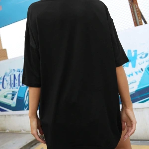 El Ve Kalp Baskılı Düşük Omuz Oversize Tişört