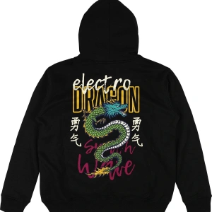 Electro Siyah Oversize Unisex Kapüşonlu Sweatshirt Hoodie