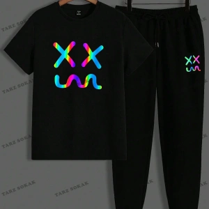 EMRG Erkek Yazılı Baskılı Kısa Kollu Tişört ve Kargo Şort Takım