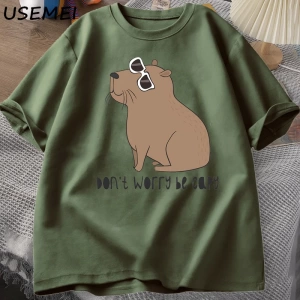 Endişelenmeyin Capy müthiş sevimli Capybara T-shirt adam rahat pamuk yaz T Shirt kısa kollu b 2955