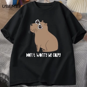 Endişelenmeyin Capy müthiş sevimli Capybara T-shirt adam rahat pamuk yaz T Shirt kısa kollu b 2955