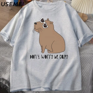 Endişelenmeyin Capy müthiş sevimli Capybara T-shirt adam rahat pamuk yaz T Shirt kısa kollu b 2955