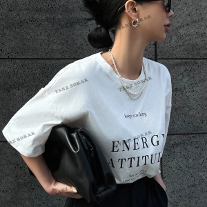 Energy Baskılı Oversize Kalıp Unisex T-shirt
