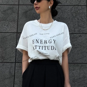 Energy Baskılı Oversize Kalıp Unisex T-shirt
