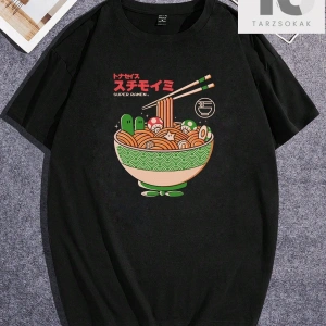 Eoli Studio Erkek Japon Harfli ve Karikatür Grafikli Tişört