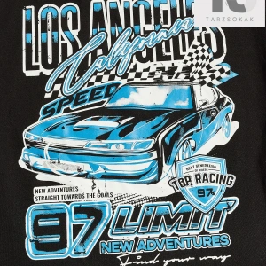 Erkek Araba ve Mektup Grafikli Tişört