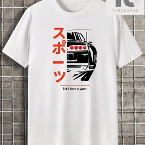 Erkek Araba ve Slogan Grafikli Tişört